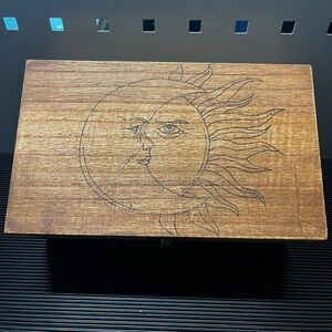 Handmade Wooden Sun and Moon Decorative Box